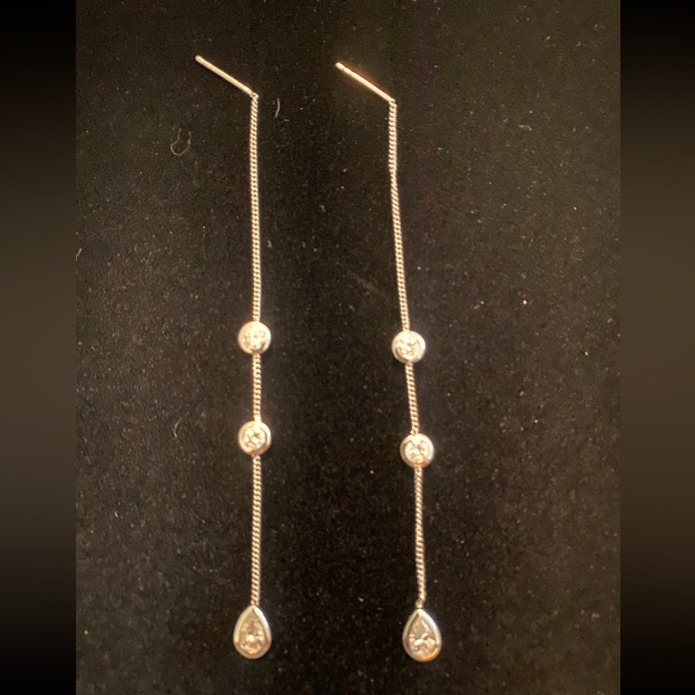 Elegant Thread Thru Sterling Silver Drop Earrings